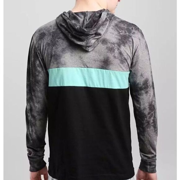 The Buckle Pano Color Block Hoodie Shirt Front Pouch Black Grey Mens Size Large - Picture 3 of 5